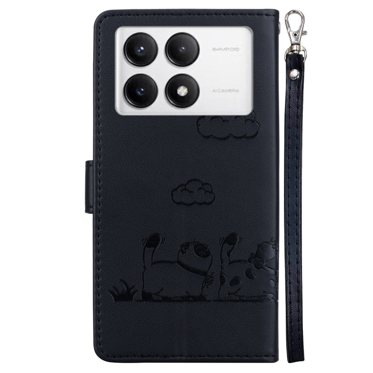 For Redmi K70 / K70 Pro Cute Cats RFID Leather Phone Case(Black) - K70 Cases by PMC Jewellery | Online Shopping South Africa | PMC Jewellery | Buy Now Pay Later Mobicred