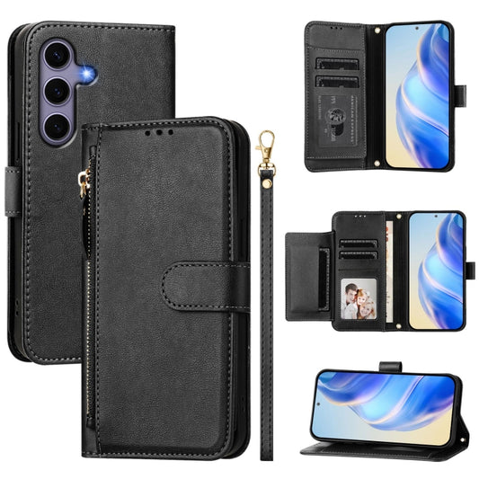 For Samsung Galaxy S25 5G Multi-Card Slots Zipper Wallet Leather Phone Case(Black) - Galaxy S25 5G Cases by PMC Jewellery | Online Shopping South Africa | PMC Jewellery | Buy Now Pay Later Mobicred