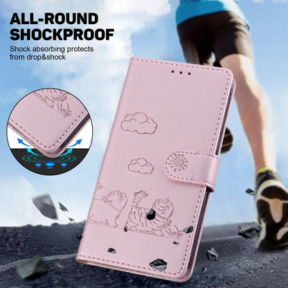 For Samsung Galaxy S25 5G Cute Cats RFID Leather Phone Case(Rose Gold) - Galaxy S25 5G Cases by PMC Jewellery | Online Shopping South Africa | PMC Jewellery | Buy Now Pay Later Mobicred