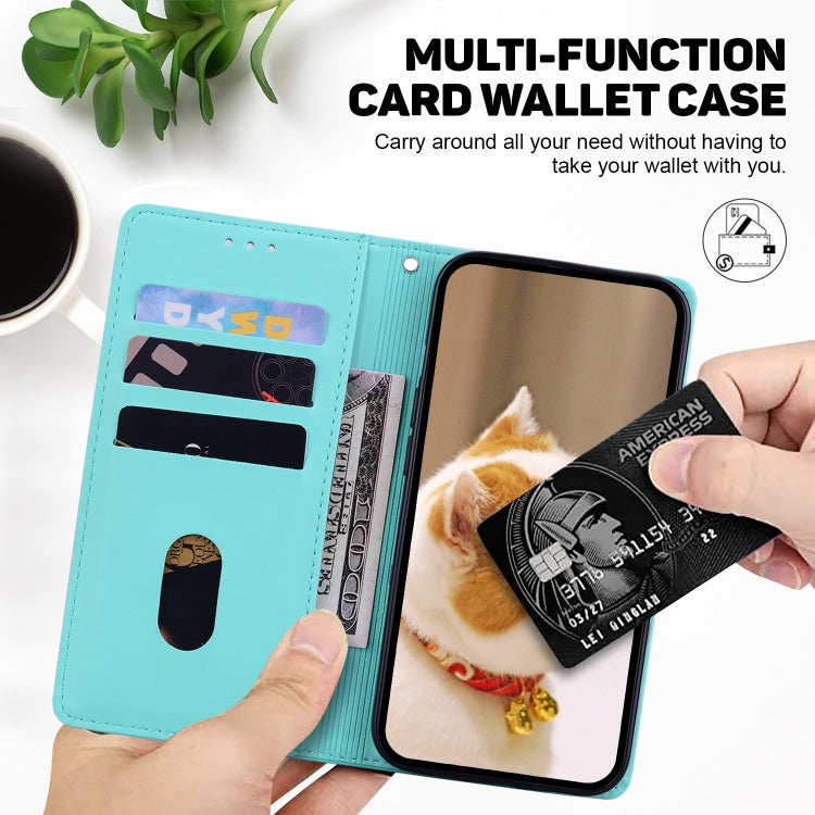 For Samsung Galaxy S25 5G Cute Cats RFID Leather Phone Case(Green) - Galaxy S25 5G Cases by PMC Jewellery | Online Shopping South Africa | PMC Jewellery | Buy Now Pay Later Mobicred