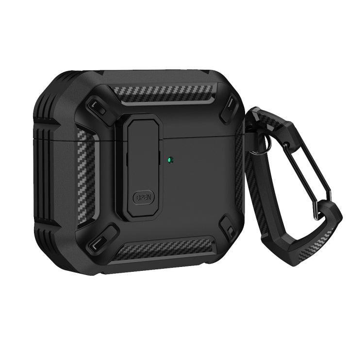 For AirPods 4 Shield Shockproof Earphone Protective Case with Hook(Black) - For AirPods 4 by PMC Jewellery | Online Shopping South Africa | PMC Jewellery | Buy Now Pay Later Mobicred