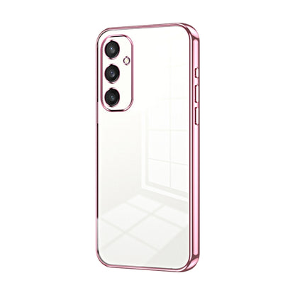 For Samsung Galaxy S25 5G Transparent Plating Fine Hole Phone Case(Pink) - Galaxy S25 5G Cases by PMC Jewellery | Online Shopping South Africa | PMC Jewellery | Buy Now Pay Later Mobicred