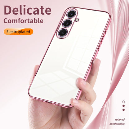 For Samsung Galaxy S25+ 5G Transparent Plating Fine Hole Phone Case(Pink) - Galaxy S25+ 5G Cases by PMC Jewellery | Online Shopping South Africa | PMC Jewellery | Buy Now Pay Later Mobicred