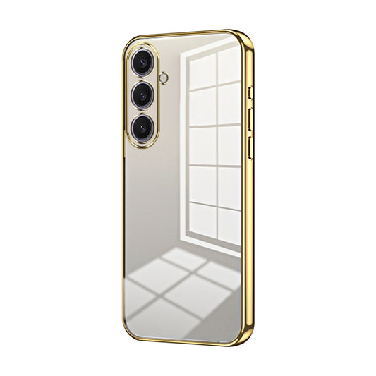 For Samsung Galaxy S25+ 5G Transparent Plating Fine Hole Phone Case(Gold) - Galaxy S25+ 5G Cases by PMC Jewellery | Online Shopping South Africa | PMC Jewellery | Buy Now Pay Later Mobicred