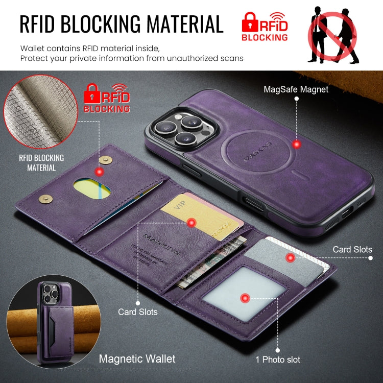 For iPhone 16 Pro Max DG.MING MAGKING-K2 Series MagSafe RFID Card Bag Detachable Phone Case(Purple) - iPhone 16 Pro Max Cases by DG.MING | Online Shopping South Africa | PMC Jewellery | Buy Now Pay Later Mobicred