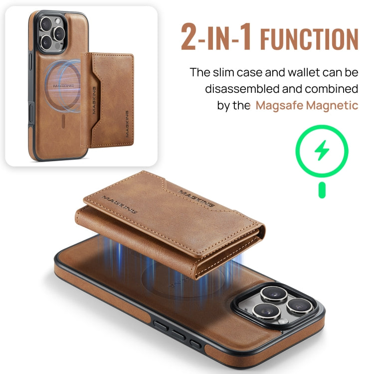 For iPhone 16 Pro DG.MING MAGKING-K2 Series MagSafe RFID Card Bag Detachable Phone Case(Brown) - iPhone 16 Pro Cases by DG.MING | Online Shopping South Africa | PMC Jewellery | Buy Now Pay Later Mobicred