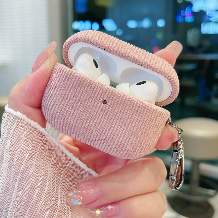 For AirPods Pro 2 Corduroy Cloth Pattern Earphone Protective Case(Beige) - For AirPods Pro 2 by PMC Jewellery | Online Shopping South Africa | PMC Jewellery | Buy Now Pay Later Mobicred