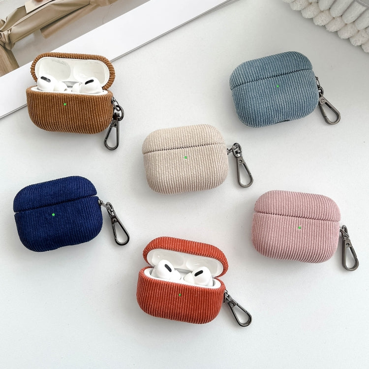 For AirPods Pro Corduroy Cloth Pattern Earphone Protective Case(Beige) - For AirPods Pro by PMC Jewellery | Online Shopping South Africa | PMC Jewellery | Buy Now Pay Later Mobicred
