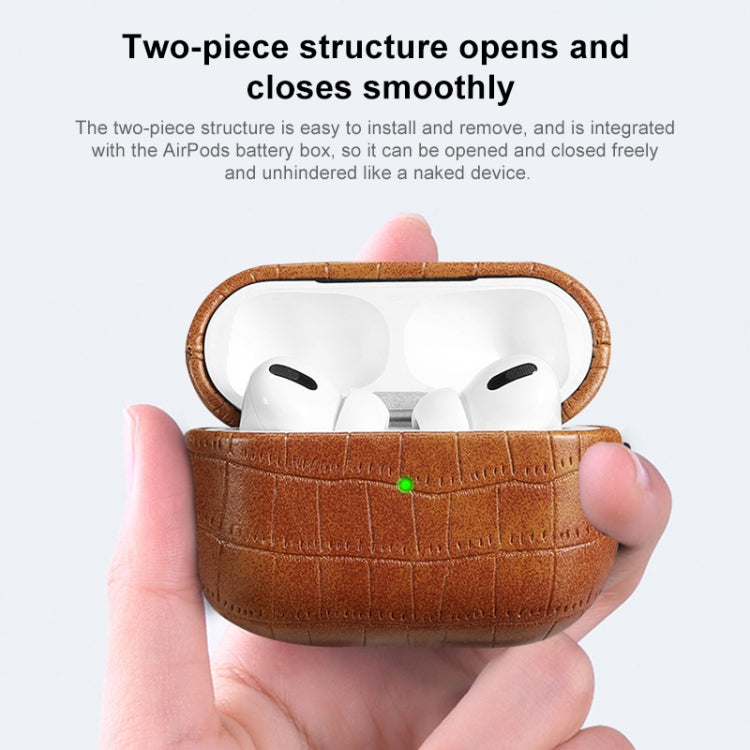 For AirPods 3 Crocodile Texture Earphone Protective Case(Dark Brown) - For AirPods 3 by PMC Jewellery | Online Shopping South Africa | PMC Jewellery | Buy Now Pay Later Mobicred