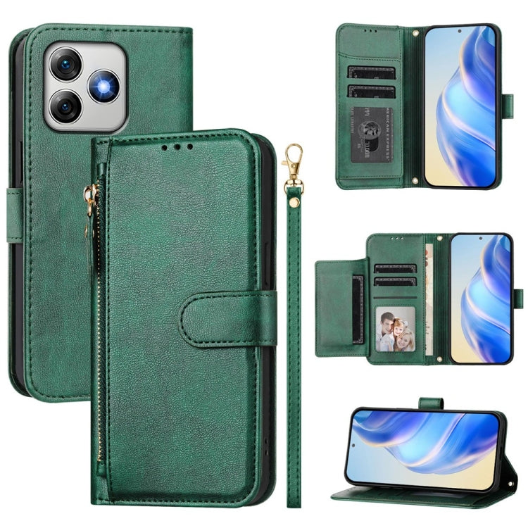 For Ulefone Note 18 Ultra Multi-Card Slots Zipper Wallet Leather Phone Case(Green) - Ulefone Cases by PMC Jewellery | Online Shopping South Africa | PMC Jewellery | Buy Now Pay Later Mobicred