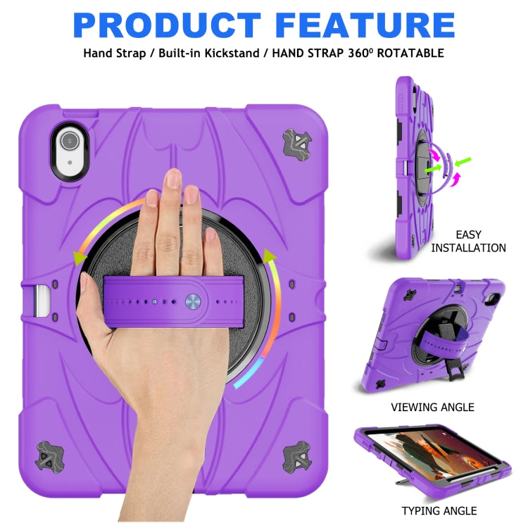 For iPad Air 11 2024 / 10.9 2022 Bat Hand Grip Turntable Stand Tablet Case(Purple Black) - iPad Air 11 2025 / 2024 Cases by PMC Jewellery | Online Shopping South Africa | PMC Jewellery | Buy Now Pay Later Mobicred