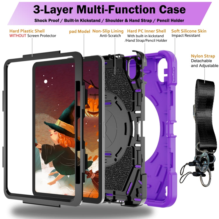 For iPad Air 11 2024 / 10.9 2022 Bat Hand Grip Turntable Stand Tablet Case(Purple Black) - iPad Air 11 2024 Cases by PMC Jewellery | Online Shopping South Africa | PMC Jewellery | Buy Now Pay Later Mobicred