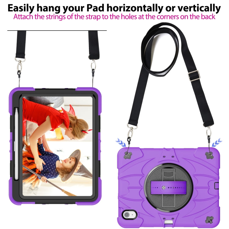 For iPad Air 11 2024 / 10.9 2022 Bat Hand Grip Turntable Stand Tablet Case(Purple Black) - iPad Air 11 2025 / 2024 Cases by PMC Jewellery | Online Shopping South Africa | PMC Jewellery | Buy Now Pay Later Mobicred