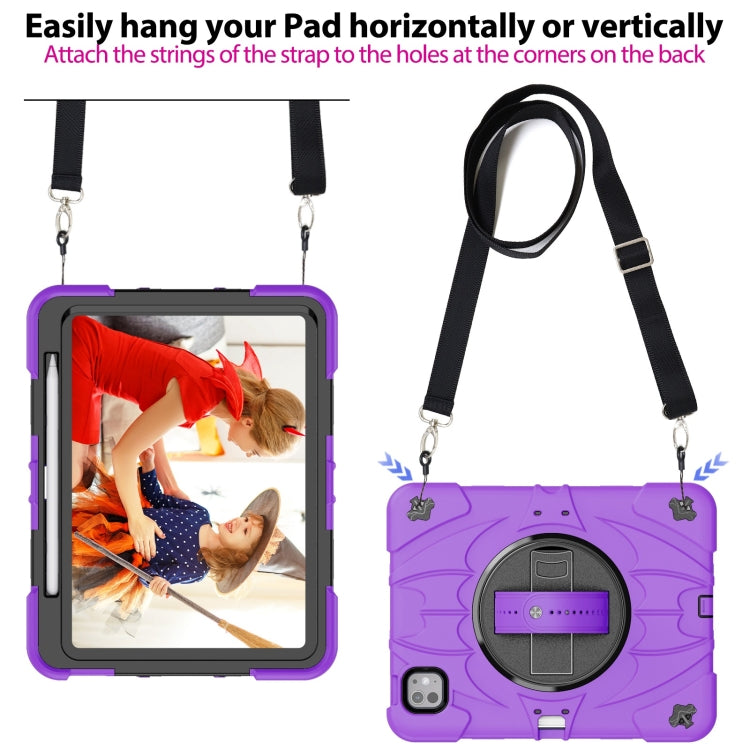 For iPad Pro 11 2024 Bat Hand Grip Turntable Stand Tablet Case(Purple Black) - iPad Pro 11 2024 Cases by PMC Jewellery | Online Shopping South Africa | PMC Jewellery | Buy Now Pay Later Mobicred