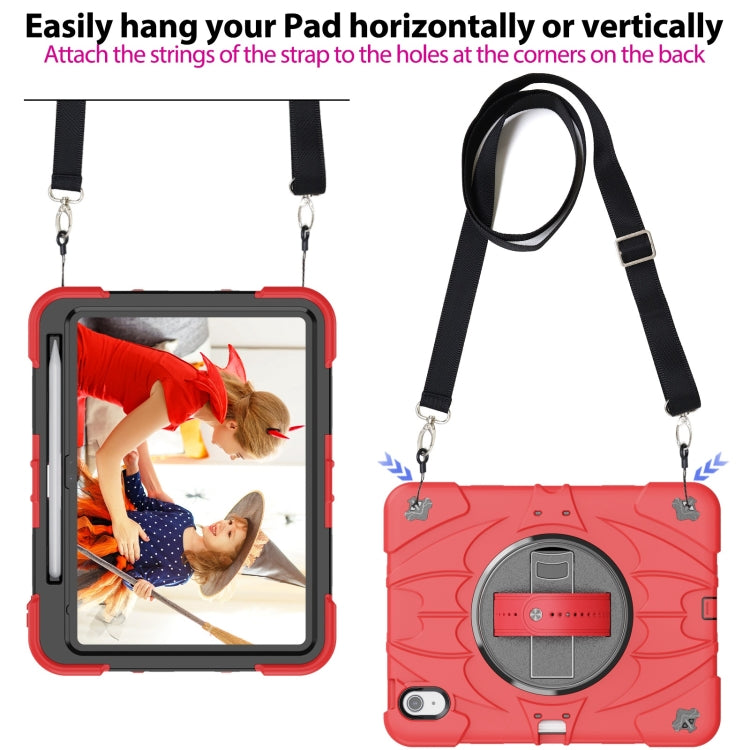 For iPad 10th Gen 10.9 2022 Bat Hand Grip Turntable Stand Tablet Case(Red Black) - iPad 10th Gen 10.9 Cases by PMC Jewellery | Online Shopping South Africa | PMC Jewellery | Buy Now Pay Later Mobicred