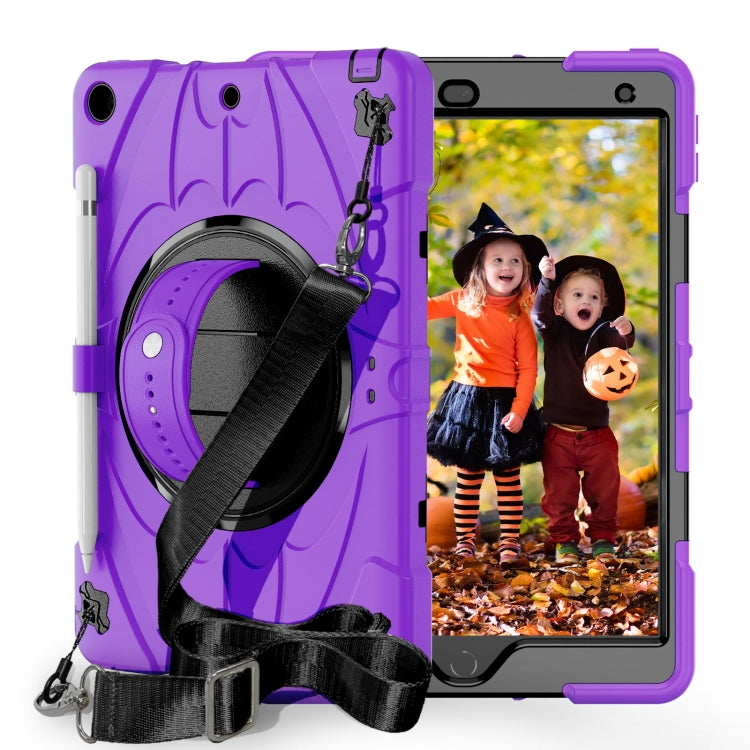 For iPad 10.2 2021 / 2020 / 2019 Bat Hand Grip Turntable Stand Tablet Case(Purple Black) - iPad 10.2 Cases by PMC Jewellery | Online Shopping South Africa | PMC Jewellery | Buy Now Pay Later Mobicred