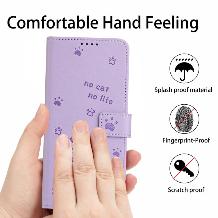For Tecno Spark Go 2024 4G Embossed Kitten Phone Leather Case with Lanyard(Purple) - Tecno Cases by PMC Jewellery | Online Shopping South Africa | PMC Jewellery | Buy Now Pay Later Mobicred