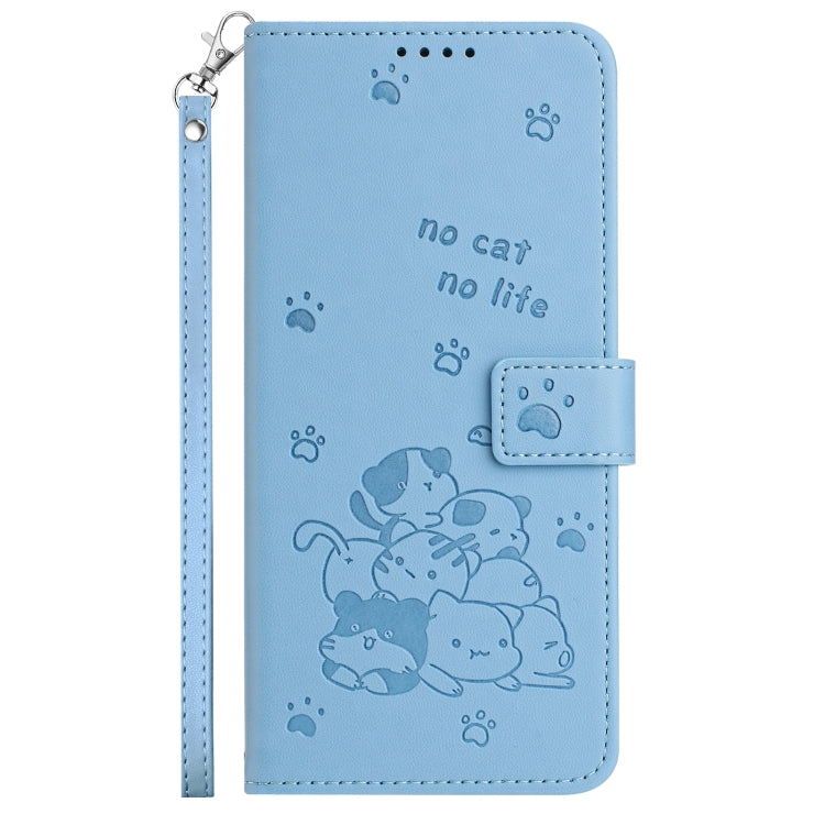 For Tecno Spark Go 2024 4G Embossed Kitten Phone Leather Case with Lanyard(Blue) - free shipping - PMC Jewellery - Order now!