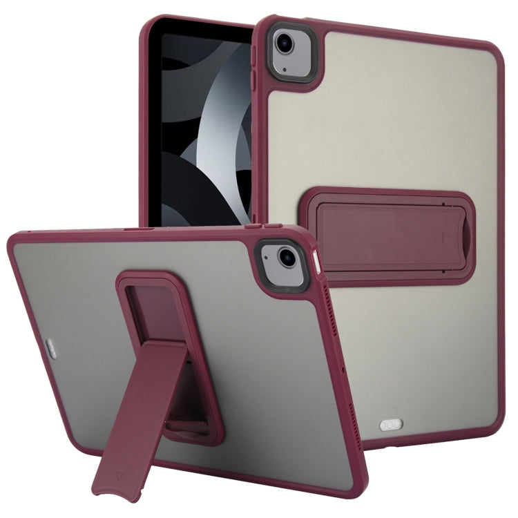 For iPad Air 5 / 4 10.9 inch Skin Feel Holder PC Hybrid TPU Tablet Case(Wine Red) - iPad Air (2022) / (2020) 10.9 Cases by PMC Jewellery | Online Shopping South Africa | PMC Jewellery | Buy Now Pay Later Mobicred