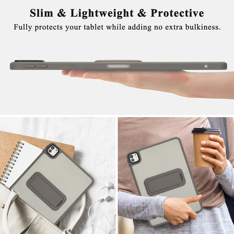 For iPad Pro 11 2018 Skin Feel Holder PC Hybrid TPU Tablet Case(Grey) - iPad Pro 11 (2018) Cases by PMC Jewellery | Online Shopping South Africa | PMC Jewellery | Buy Now Pay Later Mobicred