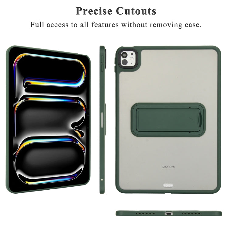 For iPad Pro 11 2018 Skin Feel Holder PC Hybrid TPU Tablet Case(Dark Green) - iPad Pro 11 (2018) Cases by PMC Jewellery | Online Shopping South Africa | PMC Jewellery | Buy Now Pay Later Mobicred