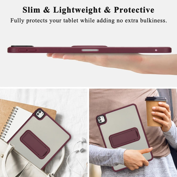 For iPad Pro 11 2024 Skin Feel Holder PC Hybrid TPU Tablet Case(Wine Red) - iPad Pro 11 2024 Cases by PMC Jewellery | Online Shopping South Africa | PMC Jewellery | Buy Now Pay Later Mobicred