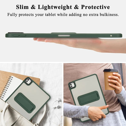 For iPad Pro 11 2024 Skin Feel Holder PC Hybrid TPU Tablet Case(Dark Green) - iPad Pro 11 2024 Cases by PMC Jewellery | Online Shopping South Africa | PMC Jewellery | Buy Now Pay Later Mobicred