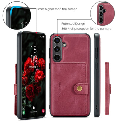 For Samsung Galaxy S24 FE 5G JEEHOOD J01 Retro Magnetic Detachable Wallet Phone Case(Red) - Galaxy S24 FE 5G Cases by JEEHOOD | Online Shopping South Africa | PMC Jewellery | Buy Now Pay Later Mobicred