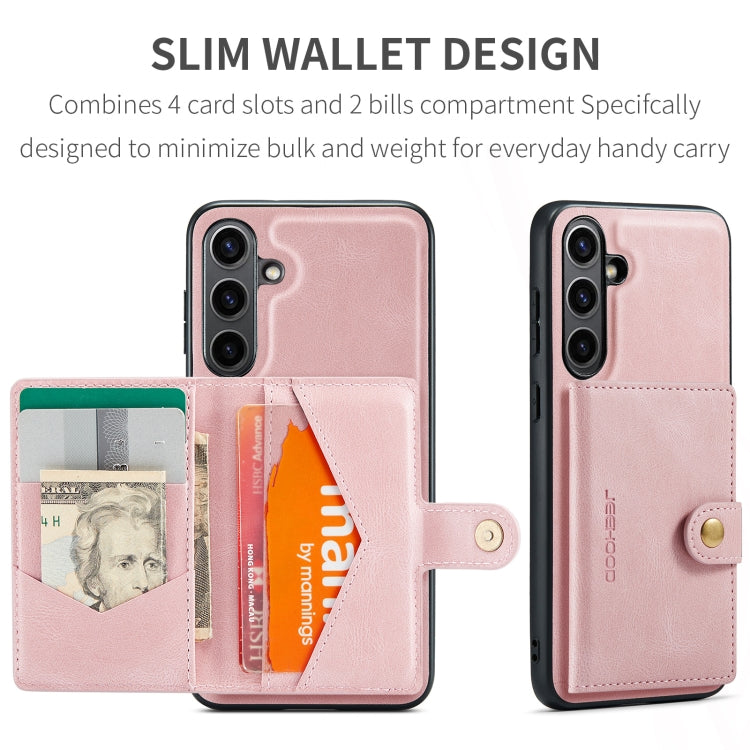 For Samsung Galaxy S24 FE 5G JEEHOOD J01 Retro Magnetic Detachable Wallet Phone Case(Pink) - Galaxy S24 FE 5G Cases by JEEHOOD | Online Shopping South Africa | PMC Jewellery | Buy Now Pay Later Mobicred