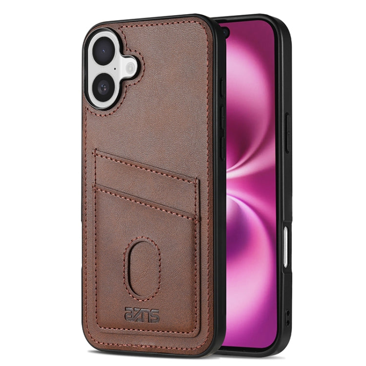 For iPhone 16 Plus AZNS K1 Series Card Slot Business Phone Case(Brown) - iPhone 16 Plus Cases by AZNS | Online Shopping South Africa | PMC Jewellery | Buy Now Pay Later Mobicred