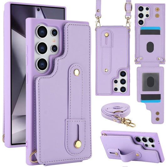 For Samsung Galaxy S25 Ultra 5G Wristband Vertical Flip Wallet Back Cover Phone Case with Long Lanyard(Purple) - Galaxy S25 Ultra 5G Cases by PMC Jewellery | Online Shopping South Africa | PMC Jewellery | Buy Now Pay Later Mobicred