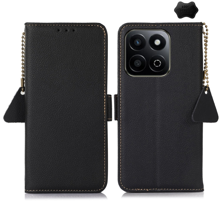 For Honor Play 60 Plus / 200 Smart Side-Magnetic TJ Genuine Leather RFID Phone Case(Black) - Honor Cases by PMC TechLife | Online Shopping South Africa | PMC TechLife | Buy Now Pay Later Mobicred