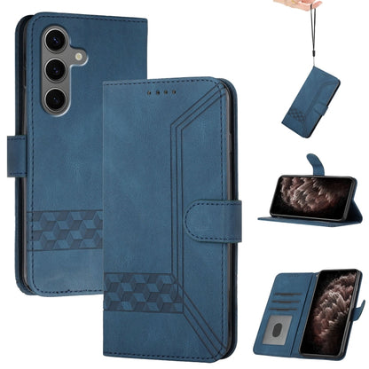 For Samsung Galaxy S25+ 5G Cubic Skin Feel Flip Leather Phone Case(Blue) - Galaxy S25+ 5G Cases by PMC Jewellery | Online Shopping South Africa | PMC Jewellery | Buy Now Pay Later Mobicred