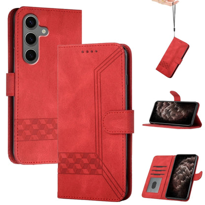 For Samsung Galaxy S25+ 5G Cubic Skin Feel Flip Leather Phone Case(Red) - Galaxy S25+ 5G Cases by PMC Jewellery | Online Shopping South Africa | PMC Jewellery | Buy Now Pay Later Mobicred