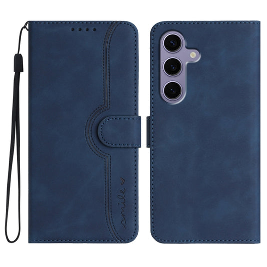 For Samsung Galaxy S25 5G Heart Pattern Skin Feel Leather Phone Case(Royal Blue) - Galaxy S25 5G Cases by PMC Jewellery | Online Shopping South Africa | PMC Jewellery | Buy Now Pay Later Mobicred