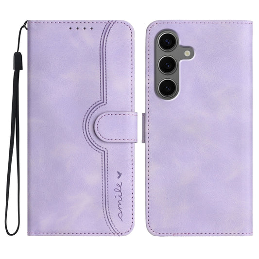 For Samsung Galaxy S25+ 5G Heart Pattern Skin Feel Leather Phone Case(Purple) - Galaxy S25+ 5G Cases by PMC Jewellery | Online Shopping South Africa | PMC Jewellery | Buy Now Pay Later Mobicred