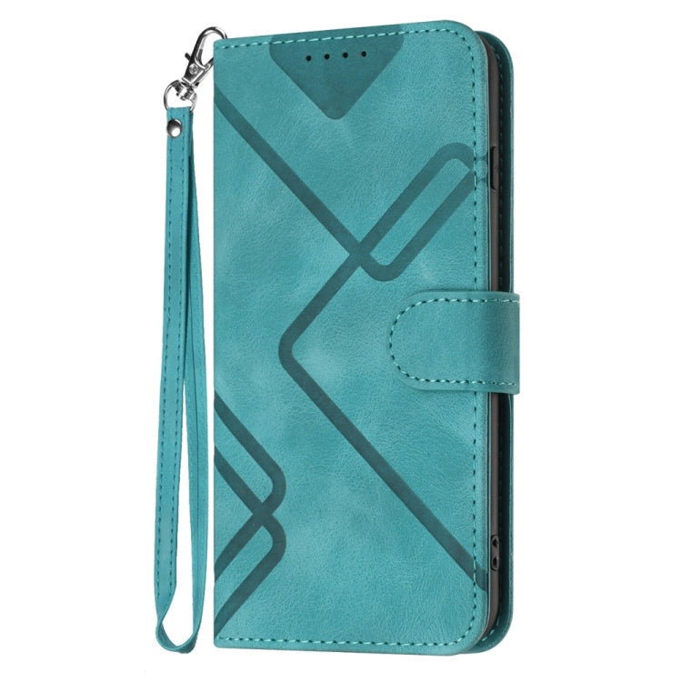 For Samsung Galaxy S25+ 5G Line Pattern Skin Feel Leather Phone Case(Light Blue) - Galaxy S25+ 5G Cases by PMC Jewellery | Online Shopping South Africa | PMC Jewellery | Buy Now Pay Later Mobicred