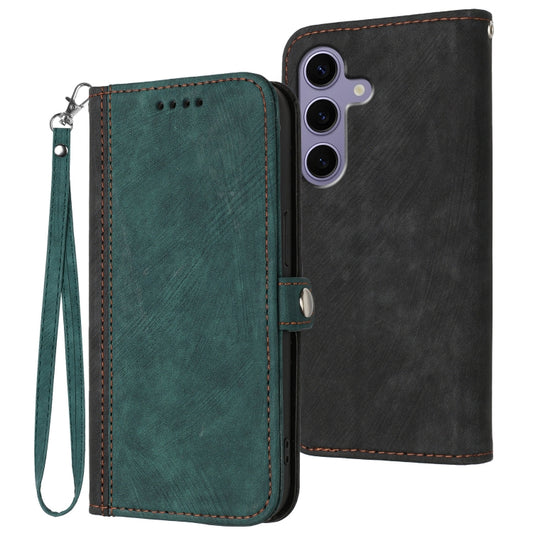 For Samsung Galaxy S25 5G Side Buckle Double Fold Hand Strap Leather Phone Case(Dark Green) - Galaxy S25 5G Cases by PMC Jewellery | Online Shopping South Africa | PMC Jewellery | Buy Now Pay Later Mobicred