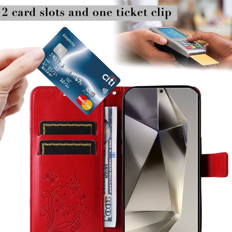 For Samsung Galaxy S25 Ultra 5G 3D Butterfly Embossed Pattern Flip Leather Phone Case(Red) - Galaxy S25 Ultra 5G Cases by PMC Jewellery | Online Shopping South Africa | PMC Jewellery | Buy Now Pay Later Mobicred