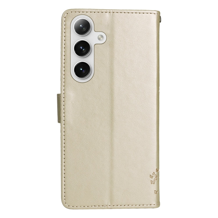 For Samsung Galaxy S25+ / S24+ 5G Tree & Cat Embossed Pattern Flip Leather Phone Case(Gold) - Galaxy S25+ 5G Cases by PMC Jewellery | Online Shopping South Africa | PMC Jewellery | Buy Now Pay Later Mobicred