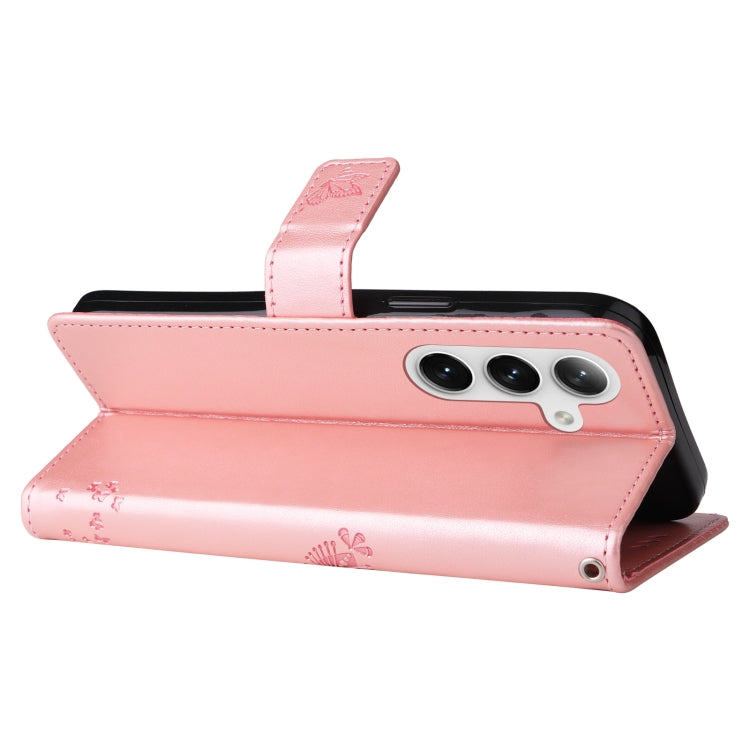 For Samsung Galaxy S25+ / S24+ 5G Tree & Cat Embossed Pattern Flip Leather Phone Case(Rose Gold) - Galaxy S25+ 5G Cases by PMC TechLife | Online Shopping South Africa | PMC TechLife | Buy Now Pay Later Mobicred