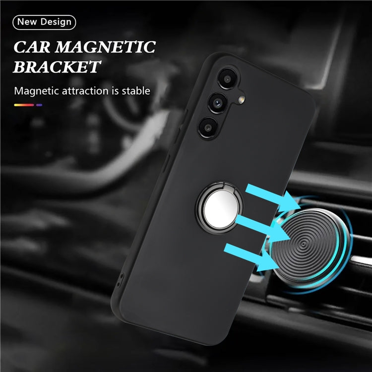 For Samsung Galaxy S25 5G Matte Ring Holder TPU Phone Case(Black) - Galaxy S25 5G Cases by PMC Jewellery | Online Shopping South Africa | PMC Jewellery | Buy Now Pay Later Mobicred