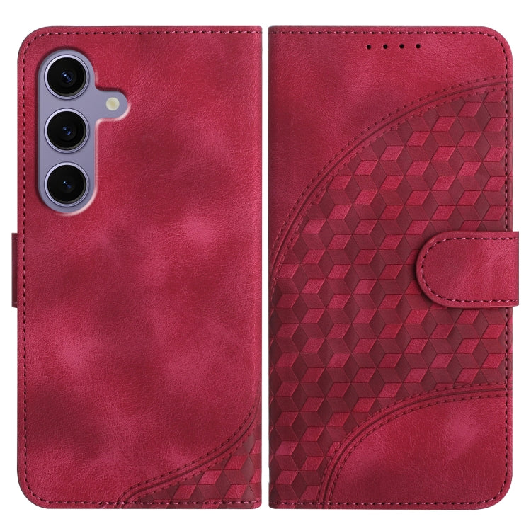 For Samsung Galaxy S25 5G YX0060 Elephant Head Embossed Phone Leather Case with Lanyard(Rose Red) - Galaxy S25 5G Cases by PMC Jewellery | Online Shopping South Africa | PMC Jewellery | Buy Now Pay Later Mobicred