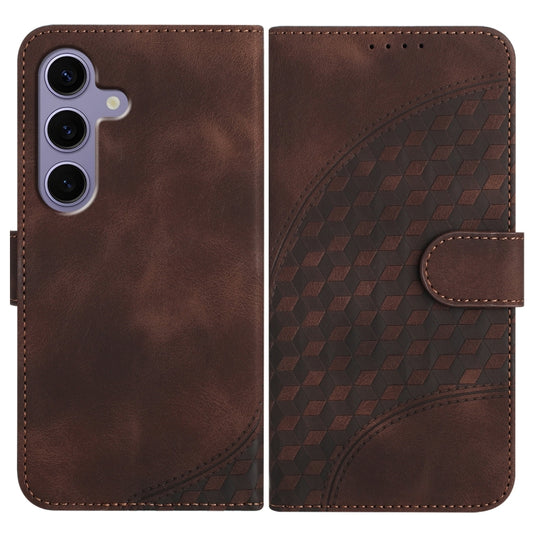 For Samsung Galaxy S25 5G YX0060 Elephant Head Embossed Phone Leather Case with Lanyard(Coffee) - Galaxy S25 5G Cases by PMC Jewellery | Online Shopping South Africa | PMC Jewellery | Buy Now Pay Later Mobicred