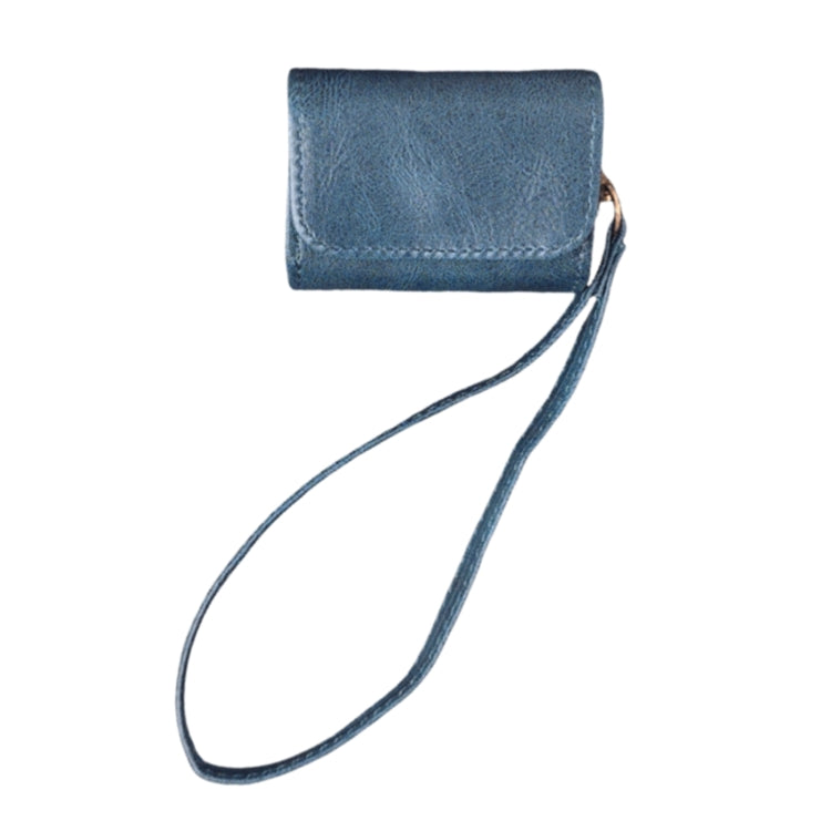 For AirPods 4 Cowhide Texture PU Headset Shockproof Case(Blue) - For AirPods 4 by PMC Jewellery | Online Shopping South Africa | PMC Jewellery | Buy Now Pay Later Mobicred