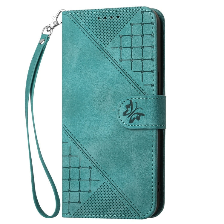 For Samsung Galaxy S25 5G YX0080 Grid Butterfly Embossed Pattern Flip Leather Phone Case with Lanyard(Light Blue) - Galaxy S25 5G Cases by PMC Jewellery | Online Shopping South Africa | PMC Jewellery | Buy Now Pay Later Mobicred