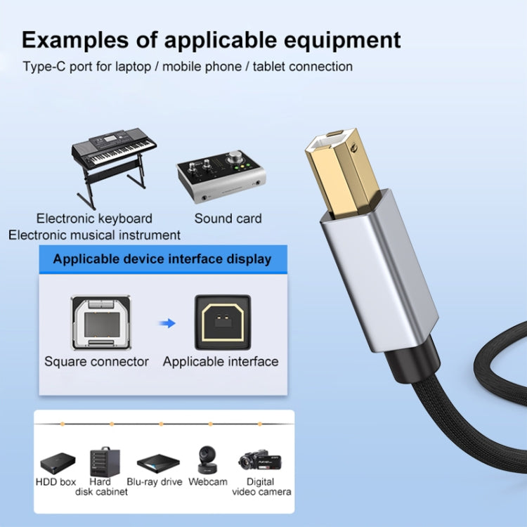 2 in 1 Type-C and 8 Pin to USB-B MIDI Instruments Printer Cable, Length: 1m, Length:1m(Black) - Multifunction Cable by PMC Jewellery | Online Shopping South Africa | PMC Jewellery | Buy Now Pay Later Mobicred