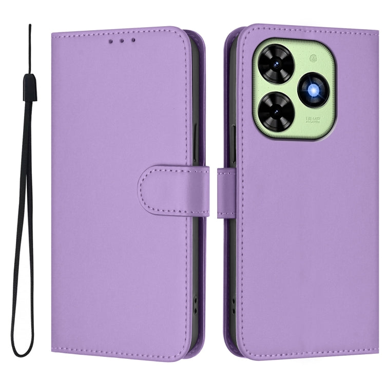 For Tecno Spark Go 2024 4G Skin Feel Solid Color Leather Phone Case with Lanyard(Lavender Purple) - Tecno Cases by PMC Jewellery | Online Shopping South Africa | PMC Jewellery | Buy Now Pay Later Mobicred