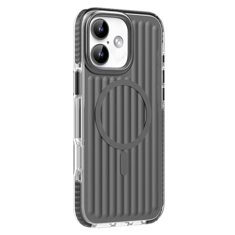 For iPhone 16 Mutural Corrugated Texture Magsafe Magnetic Shockproof Phone Case(Dark Grey) - iPhone 16 Cases by Mutural | Online Shopping South Africa | PMC Jewellery | Buy Now Pay Later Mobicred