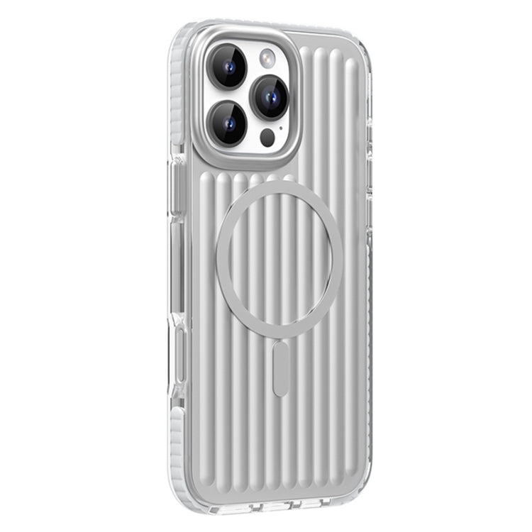 For iPhone 16 Pro Mutural Corrugated Texture Magsafe Magnetic Shockproof Phone Case(Silver) - iPhone 16 Pro Cases by Mutural | Online Shopping South Africa | PMC Jewellery | Buy Now Pay Later Mobicred